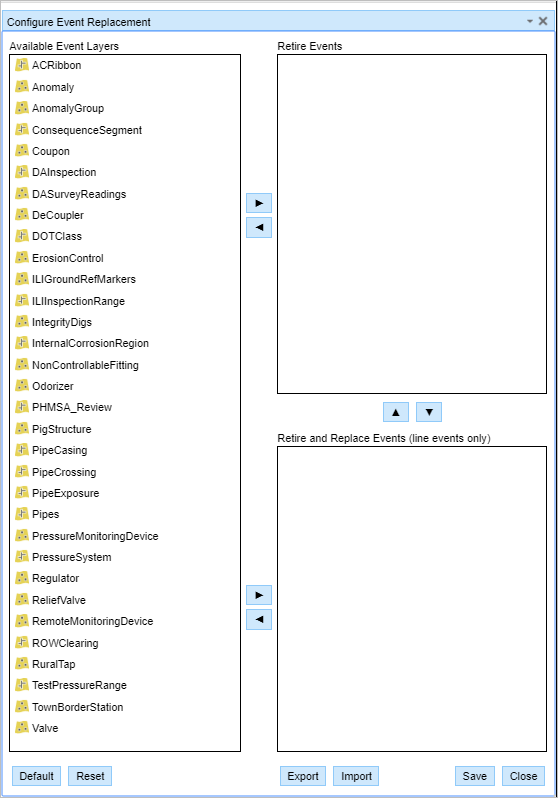 Opening the Configure Event Replacement widget